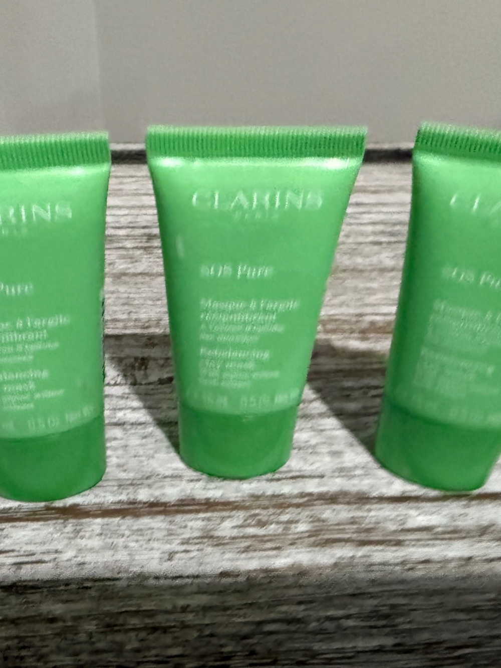 CLARINS PARIS SOS PURE REBLANCING CLAY MASK 3 X 0.5 OZ NEW SEALED (TRAVEL SIZE)
